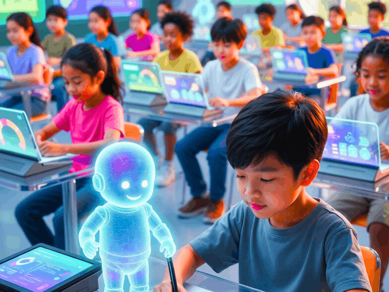 What Is Agentic AI for Education? (2026 Guide) 1 What Is Agentic AI for Education: Holographic AI coach guiding student math in 2026 classroom.