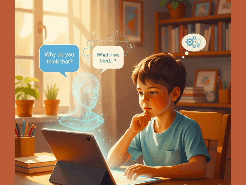 What Is Agentic AI for Education? (2026 Guide) 3 What Is Agentic AI for Education: Boy in thoughtful Socratic chat with holographic AI tutor.