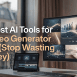 Best AI tools for video generator free in 2026 showing modern AI video creation workspace with cinematic screens and the title “10 Best AI Tools for Video Generator Free (Stop Wasting Money)”