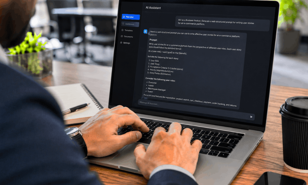 Business analyst using prompt engineering for user stories – which AI course is best for business analysts.