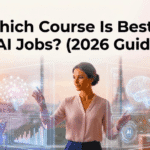Featured image showing a modern French-style AI professional workspace with the title “Which Course Is Best for AI Jobs? (2026 Guide)” highlighting future AI careers and certifications.