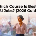 Featured image showing a modern French-style AI professional workspace with the title “Which Course Is Best for AI Jobs? (2026 Guide)” highlighting future AI careers and certifications.