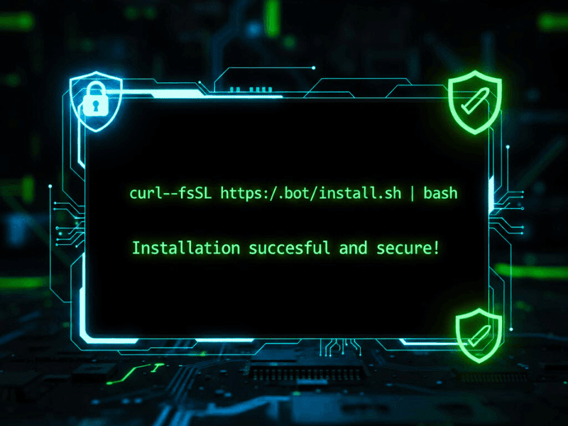 Secure terminal command for official Clawdbot AI Download installation success.