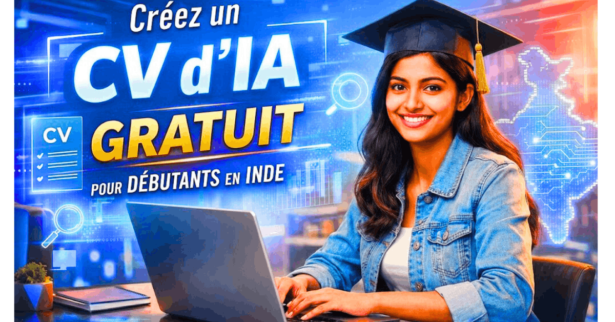 Featured image showing an Indian fresher creating a resume using a free AI resume builder with ATS optimization and modern professional design.