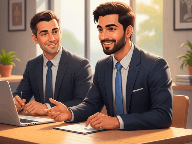 Interview Warm-Up AI Free Online: 7 Best AI Mock Interview Tools (2026) 6 Confident young professional acing job interview after using Interview Warm-Up AI Free Online tools.