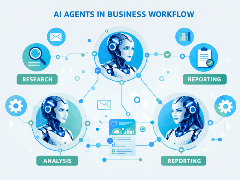 Agentic AI Frameworks for Small Business (2026) – multi-agent workflow with research, analysis, and reporting automation.