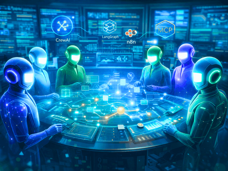 Best Agentic AI Course for Workflow Automation (2026) — Real Projects & Certificate Value 2 Agentic AI Course for Workflow Automation hero image: futuristic AI agents collaborating with CrewAI, LangGraph, n8n, MCP on holographic dashboard.