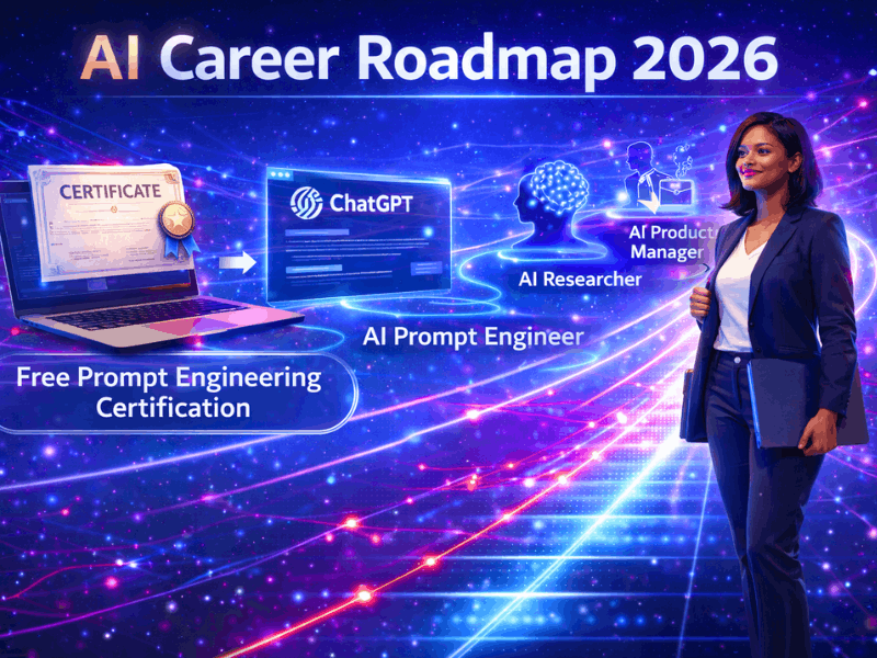 Free Prompt Engineering Certification With Generative AI: 7 Best Free Courses Online (2026) 6 AI Career Roadmap 2026 Starting with Free Prompt Engineering Certification - From Beginner to AI Product Manager.