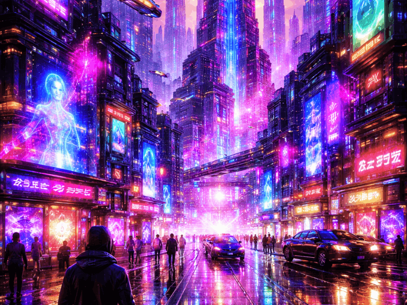 Generative AI certifications for creative professionals free – AI-generated cyberpunk concept art for designers.