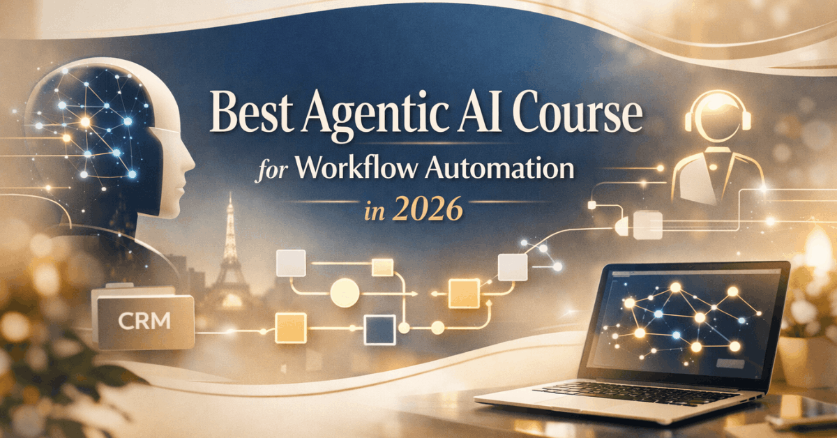 Best Agentic AI Course for Workflow Automation (2026) — Real Projects & Certificate Value 1 Best Agentic AI Course for Workflow Automation 2026 modern French style featured image with AI workflow and automation elements.