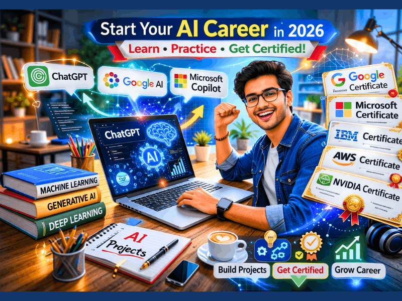 Best free AI courses with certificates for beginners 2026 - start your AI career with ChatGPT Google and Microsoft.