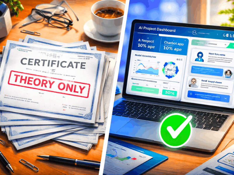 AI certificate vs real skills - Theory only certificates vs practical AI projects that employers want.