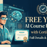 Modern minimalist featured image showing a student learning from the Free YUVA AI Course by Govt with an official certificate and application link details..