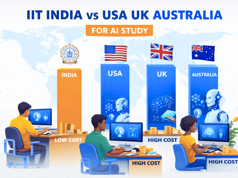 IIT AI Course Fees for International Students 2026: Complete Cost, Admission & Scholarship Guide 6 IIT AI course fees vs global universities 2026 - India low cost comparison with USA UK Australia.