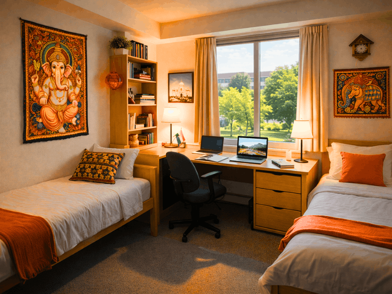 IIT AI Course Fees for International Students 2026: Complete Cost, Admission & Scholarship Guide 3 Hostel and living cost for foreign students in IIT - comfortable room with study setup 2026.