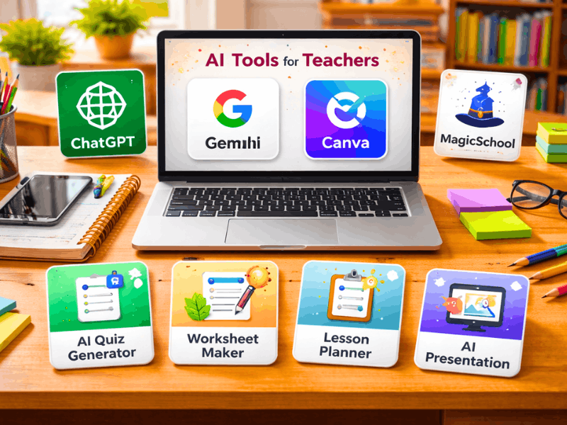 AI tools for teachers including ChatGPT Gemini Canva and MagicSchool to automate lesson planning.