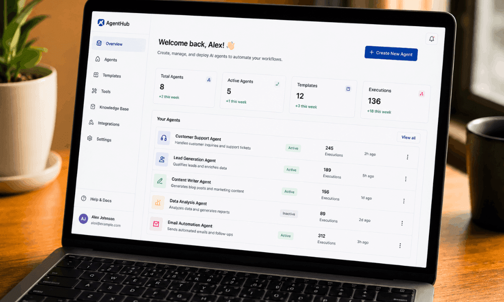 How to build your first AI agent for free without coding - create new agent dashboard.