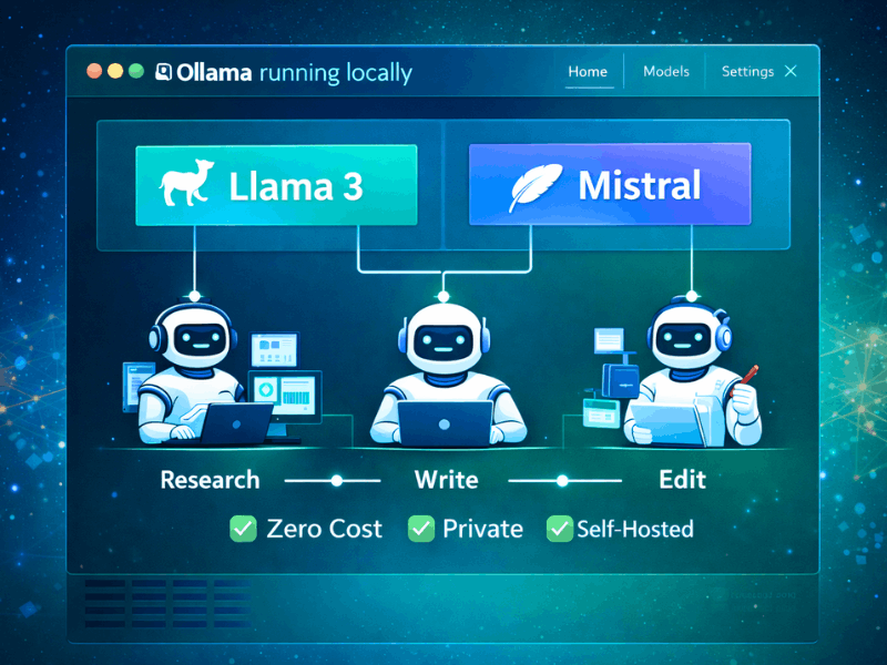 How to create a multi-agent system using free open-source tools with Ollama, Llama 3 and Mistral local LLM.