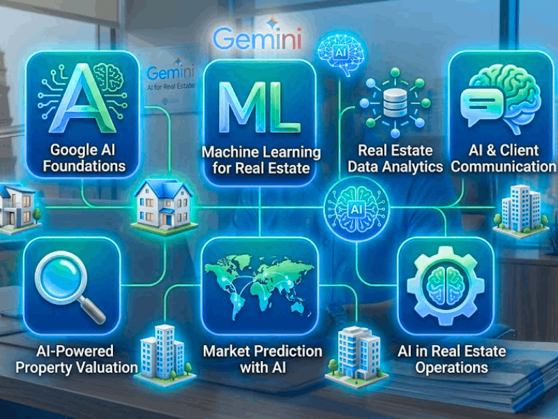 7 Best Google AI Courses for Real Estate Agents (2026 Guide) 3 Top 7 Best Google AI Courses for Real Estate Agents in 2026 - AI foundations, machine learning and market prediction infographic.