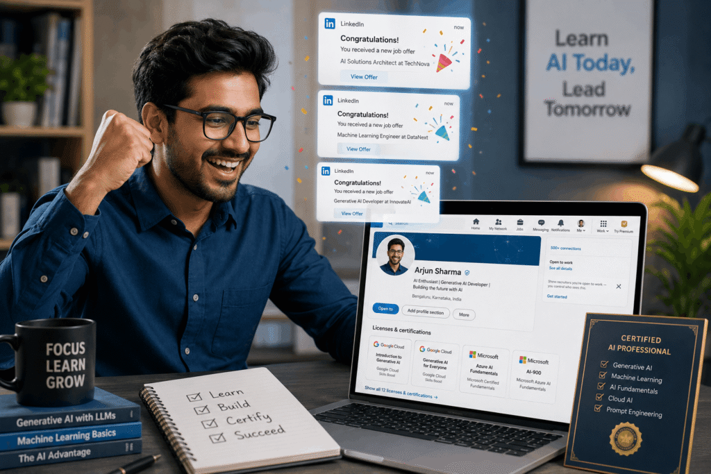 Gen AI Certification Success 2026 - LinkedIn Job Offers After Free AI Courses.