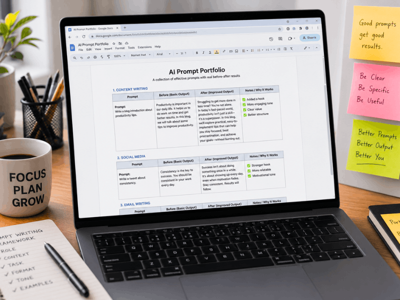 AI Prompt Jobs for Beginners - AI Prompt Portfolio Example in Google Docs.