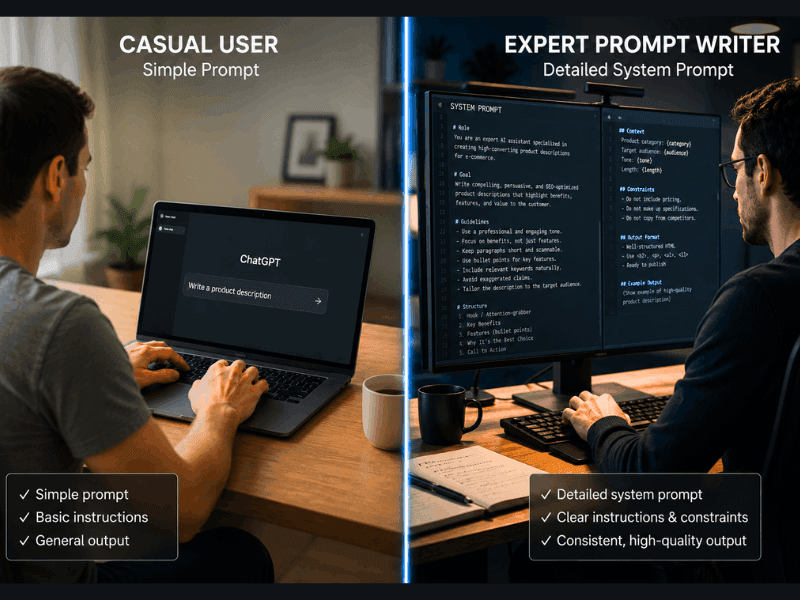 Invisible Prompt Writing Jobs - User Prompts vs System Prompts Comparison.