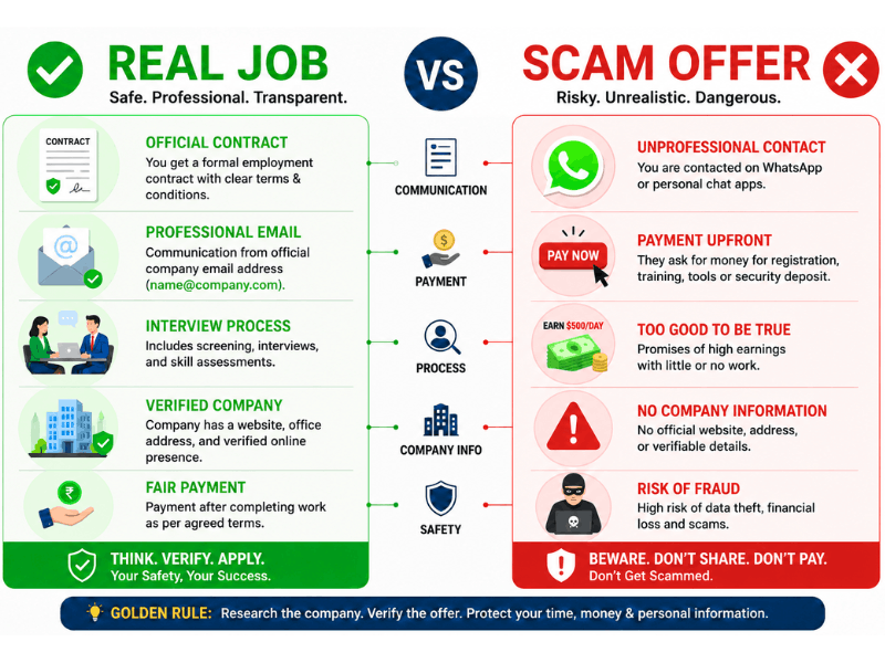 Are AI Prompt Jobs Scams? Real AI Job Offer vs Scam Offer Comparison.
