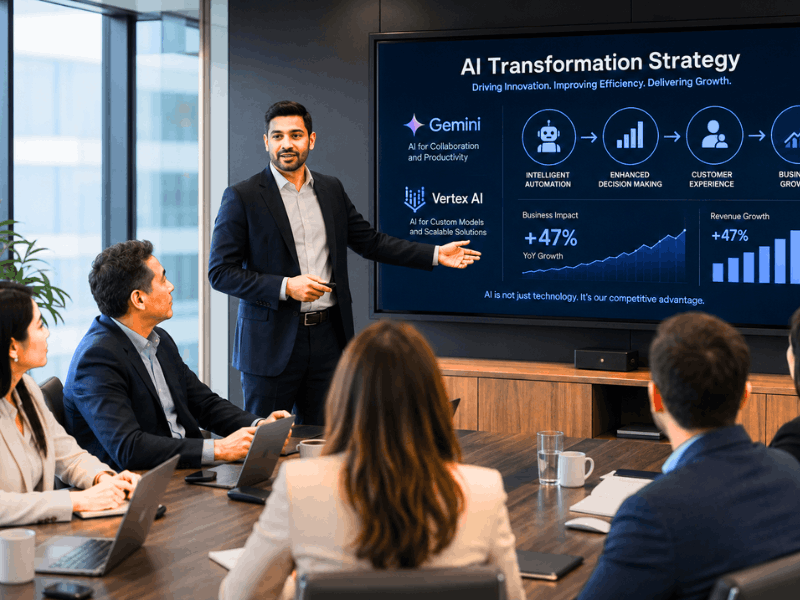 Google Gen AI Leader Certification Kit - Real world AI transformation strategy presentation.