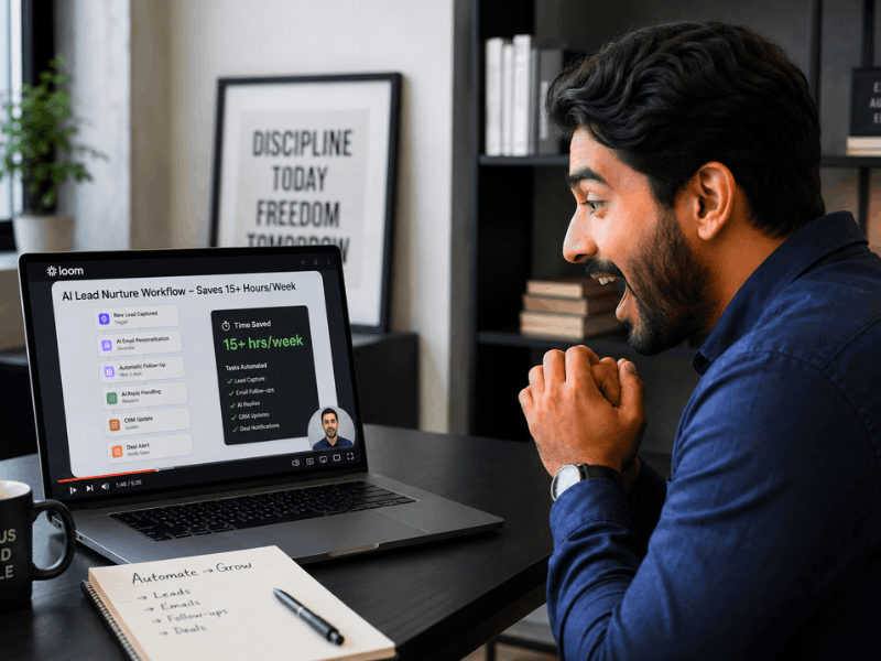 How to start an AI automation agency for free roadmap - Loom demo video showing AI workflow saving 15 hours per week.
