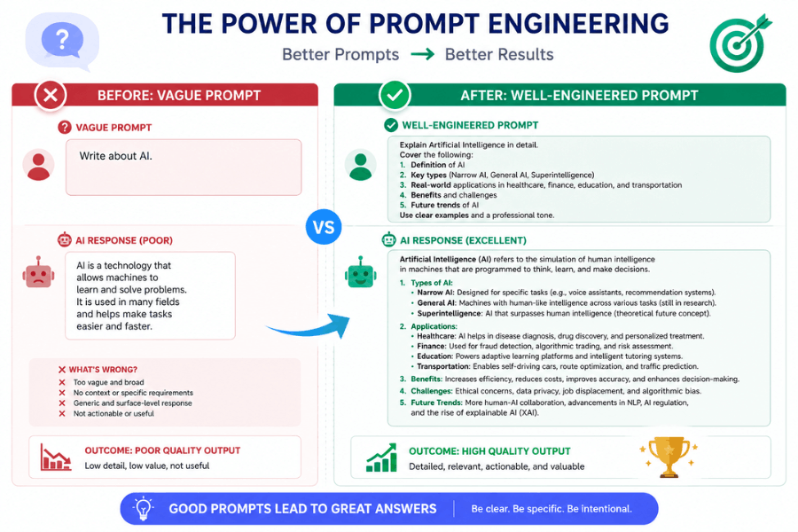 Prompt Engineering Before vs After Example - Good vs Bad Prompts ChatGPT.