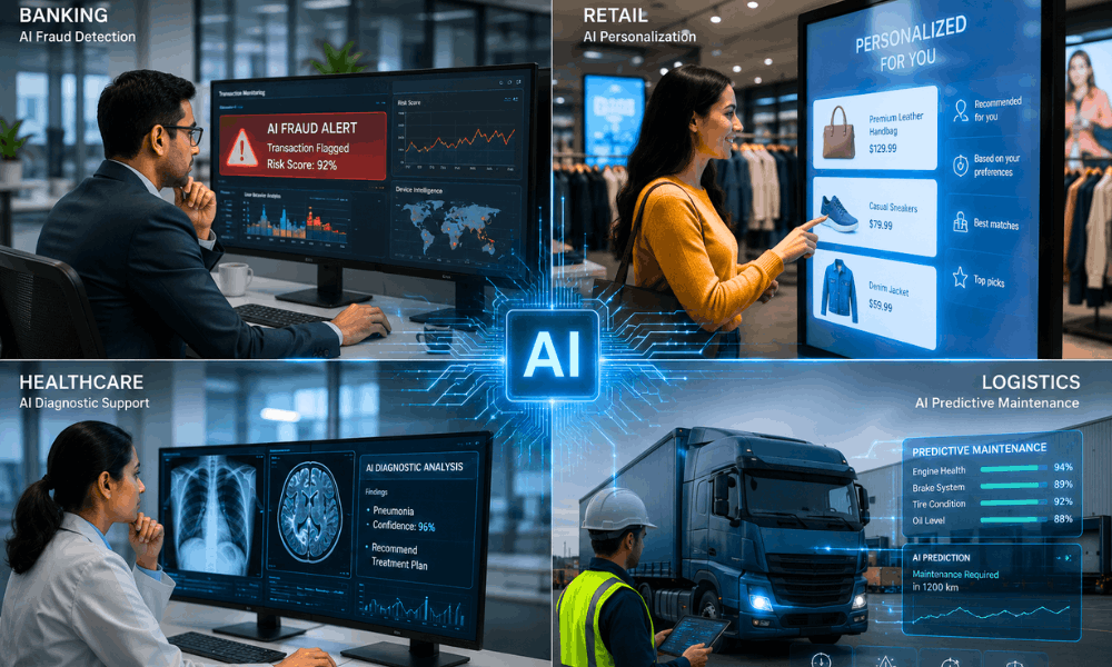 What is the future of AI automation in business? - AI transforming banking retail healthcare and logistics.