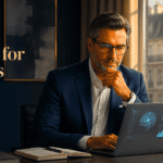 Business leader reviewing AI course options on laptop — best AI courses for business leaders free in 2026.