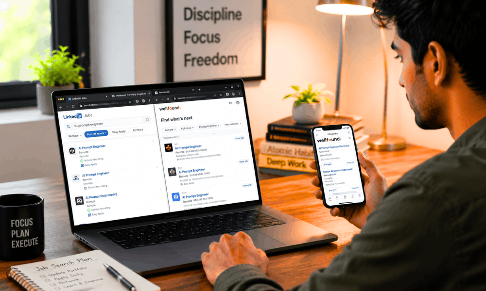 AI prompt engineer jobs remote no experience – browsing LinkedIn and Wellfound for remote entry-level roles.