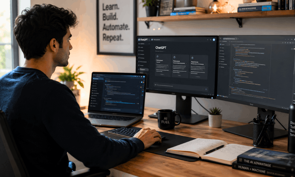 AI prompt engineer jobs remote no experience – remote prompt engineer working on ChatGPT at home desk.